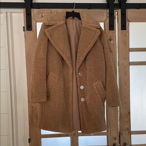 Kensie Reversible Teddy Coat in camel